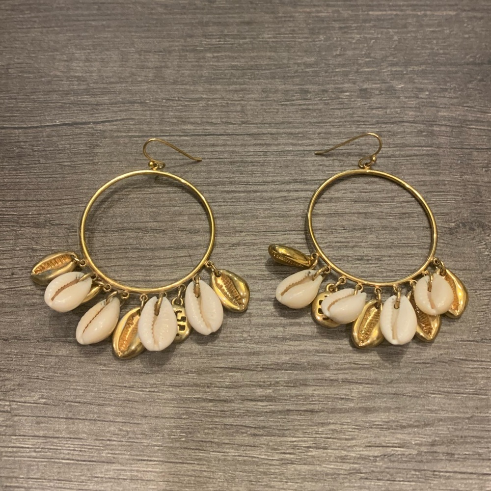 Tory Burch puka shell hoop earrings